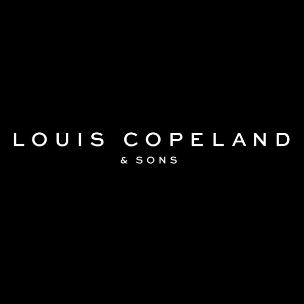 Louis Copeland & Sons logo, white text on black background, fashion brand identity.
