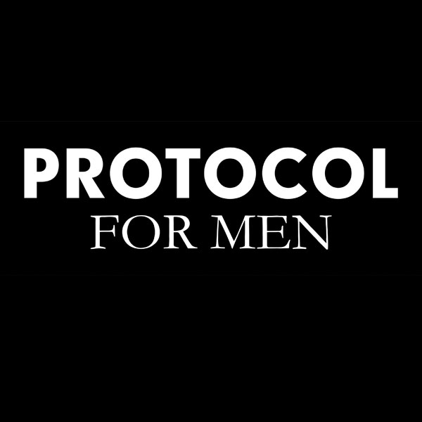 Protocol for Men logo in bold white text on a black background.