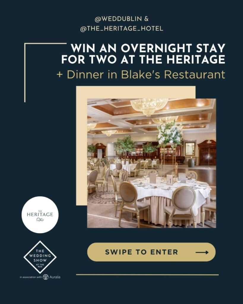 Win an overnight stay and dinner for two at The Heritage hotel. Elegant dining room with chandeliers and set tables.